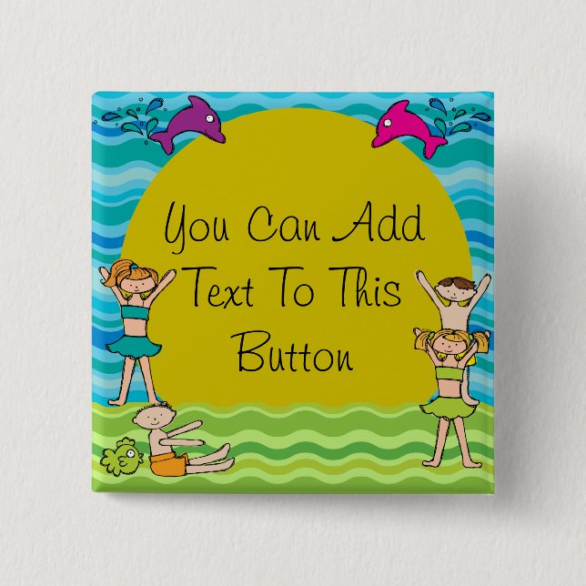 Customized Pool Party Button (Front)