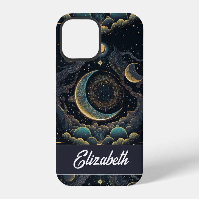 Customized Pretty Magical Moon Phase Witchy iPhone Case (Back)