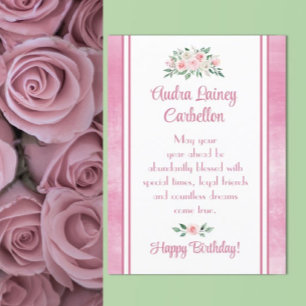 Customized, pretty pink birthday card