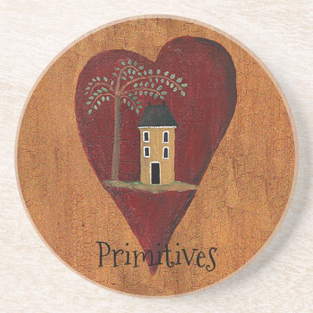Customized Primitive Heart Coaster (Front)