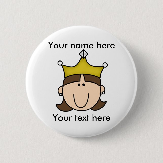 CUSTOMIZED PRINCESS BROWN 2 INCH ROUND BUTTON (Front)