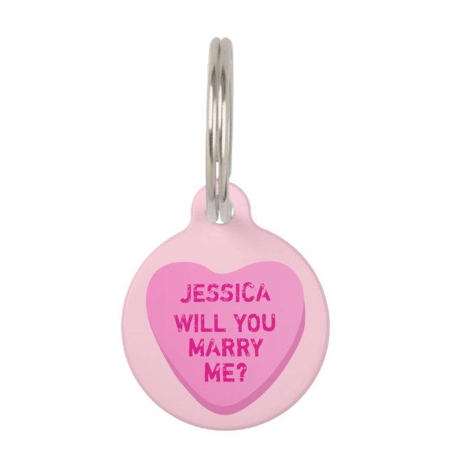 Customized Proposal Candy Heart Pet Tag (Front)