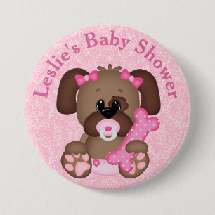 Customized Puppy Baby Shower Button