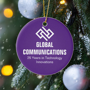 Customized Purple Cyber Company Christmas Ceramic Ornament