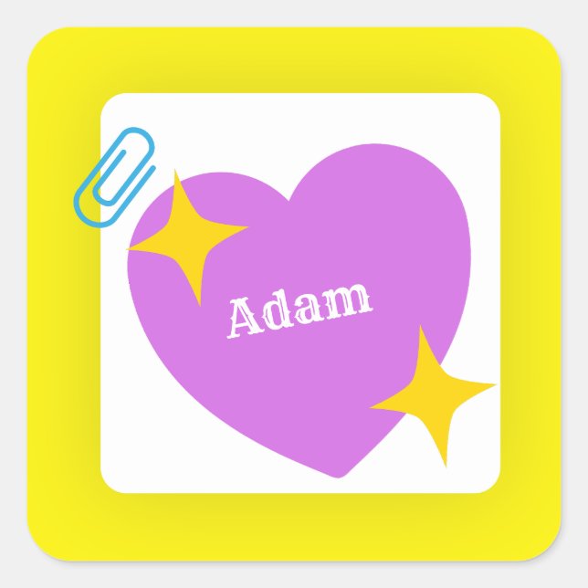 Customized Purple heart Square Sticker (Front)