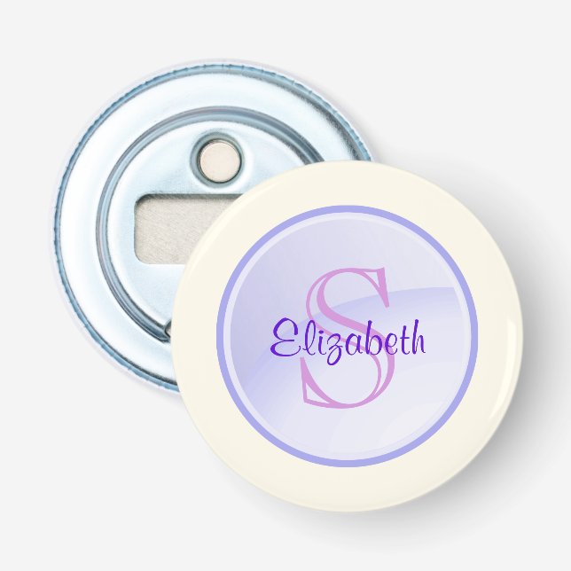 Customized Purple Monogram Bottle Opener (Front)