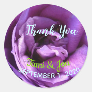 Customized Purple Rose Design Classic Round Sticker