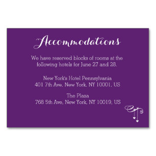 Customized Purple Wedding Accommodation Card