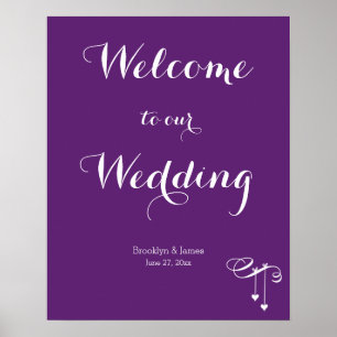 Customized Purple Wedding Reception Sign 16x20