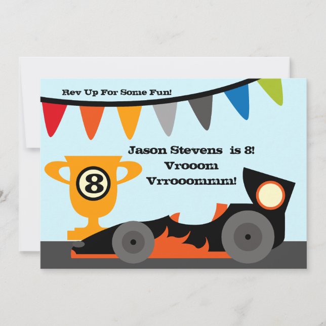 Customized Racing Car Birthday Invitations (Front)