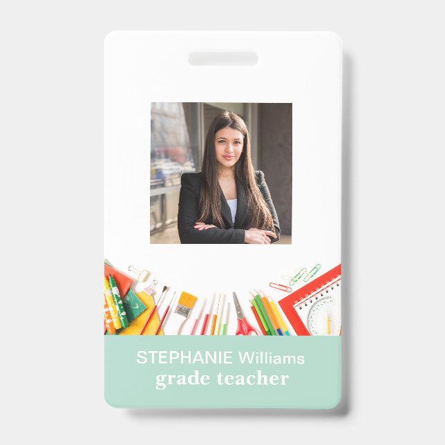 Customized Rainbow School Teacher ID badge (Front)