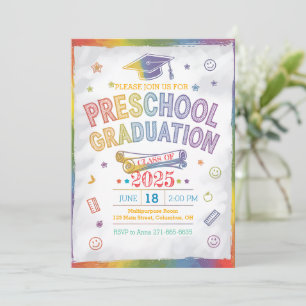 Customized Rainbow-Theme Preschool Graduation Invitation