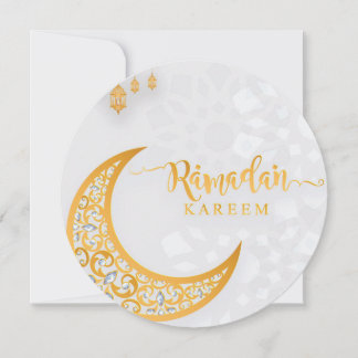 Customized Ramadan Kareem Circle White & Golden  Holiday Card