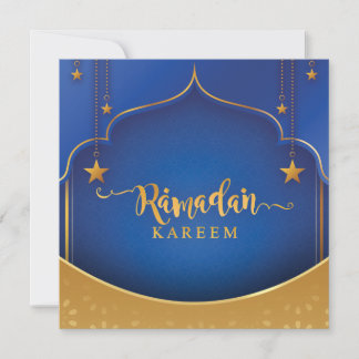 Customized Ramadan Kareem Mubarak Blue & Golden Holiday Card