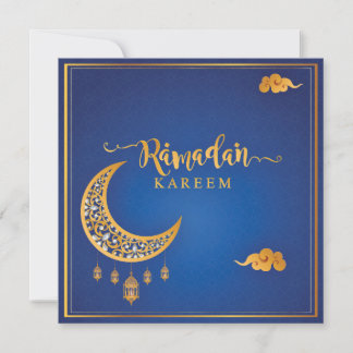 Customized Ramadan Kareem Mubarak Blue & Golden II Holiday Card