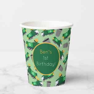 Customized Recycling Garbage Truck Pattern Paper Cups