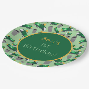 Customized Recycling Garbage Truck Pattern Paper Plate