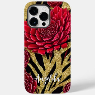 Customized Red and Gold Abstract Design Minimalist Case-Mate iPhone 14 Pro Max Case