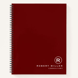 Customized Red and White Monogram Initial Notebook