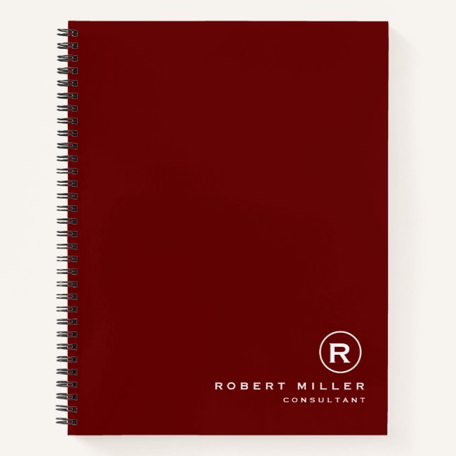Customized Red and White Monogram Initial  Notebook (Front)