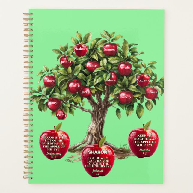 Customized Red Apple Tree Of Life Bible Verses Planner (Front)