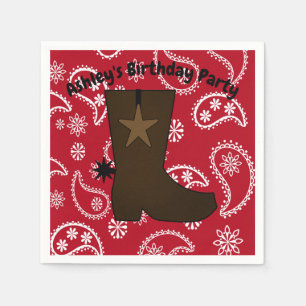 Customized  Red Bandana Cowboy Boot Napkin