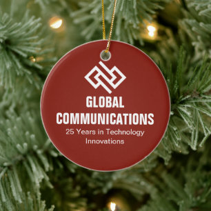 Customized Red Cyber Technology Company Christmas Ceramic Ornament