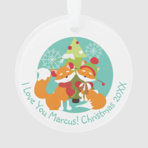 Customized Red Fox Christmas Acrylic Ornament