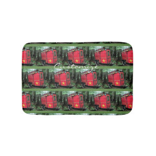Customized Red Gypsy tiny caravan Bath Mat