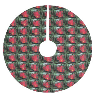 Customized Red Gypsy tiny caravan Brushed Polyester Tree Skirt