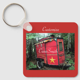 Customized Red Gypsy tiny caravan  Keychain