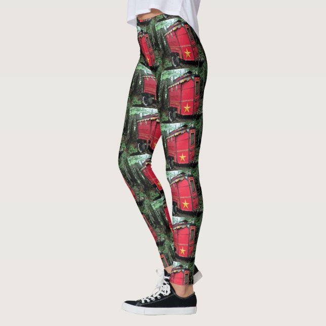 Customized Red Gypsy tiny caravan Leggings (Left)