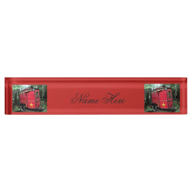 Customized Red Gypsy tiny caravan Nameplate (Front)