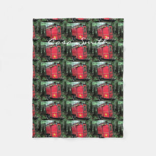 Customized Red Gypsy tiny caravan On caravan Fleece Blanket