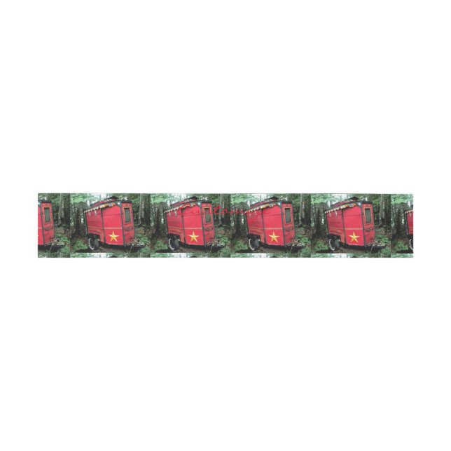 Customized Red Gypsy tiny caravan On caravan Invitation Belly Band (Flat)