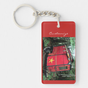 Customized Red Gypsy tiny caravan On caravan Keychain