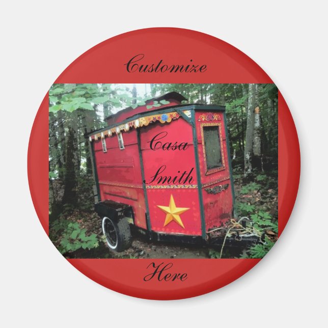 Customized Red Gypsy tiny caravan On caravan Magnet (Front)