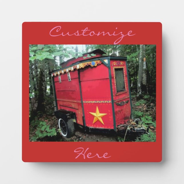 Customized Red Gypsy tiny caravan On caravan Plaque (Front)