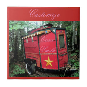 Customized Red Gypsy tiny caravan On caravan Tile