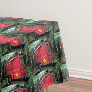 Customized Red Gypsy tiny caravan Tablecloth