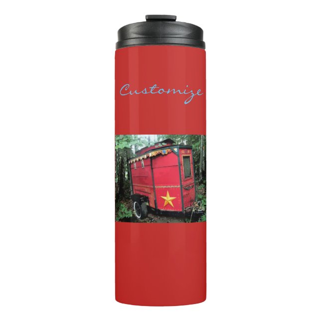 Customized Red Gypsy tiny caravan Thermal Tumbler (Front)