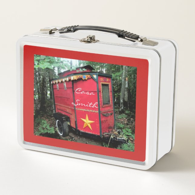 Customized Red Gypsy tiny caravan Thunder_Cove Metal Lunch Box (Front)