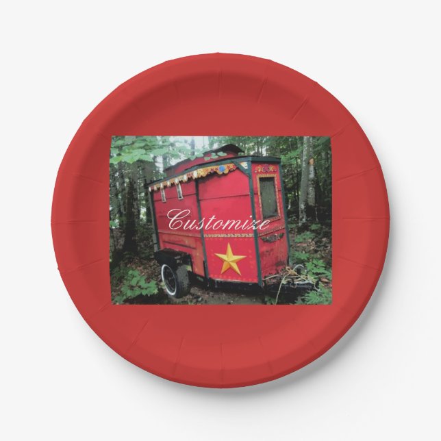 Customized Red Gypsy tiny caravan Thunder_Cove Paper Plate (Front)
