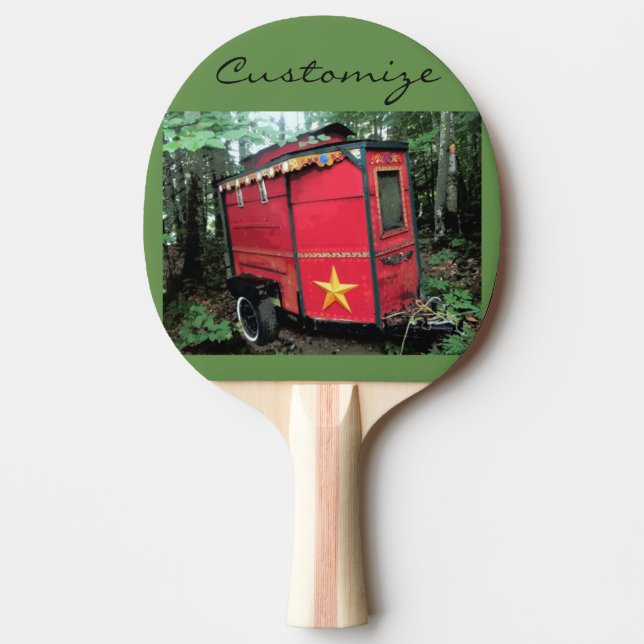 Customized Red Gypsy tiny caravan Thunder_Cove Ping Pong Paddle (Front)