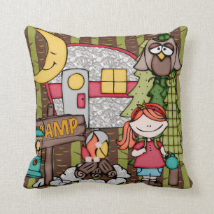 Customized Red Haired Girl Camping Pillow