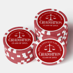 Customized Red Law School Graduation Party Poker Chips