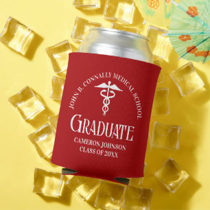 Customized Red Medical School Graduation Party Can Cooler
