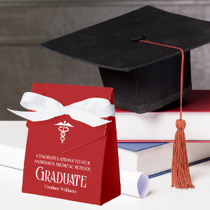 Customized Red Medical School Graduation Party Favor Box