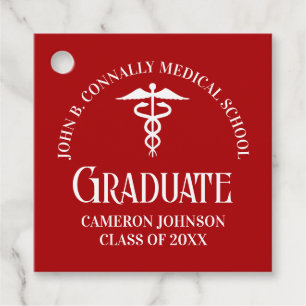 Customized Red Medical School Graduation Party Favour Tags