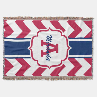 Customized Red White Blue Chevron Print Throw Blanket